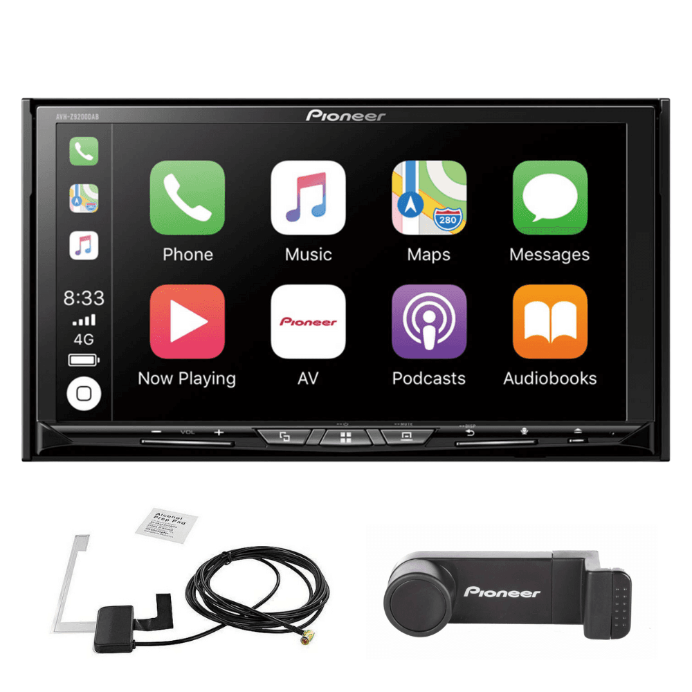 AVH-Z9200DAB mit Antenne und Telefonhalter